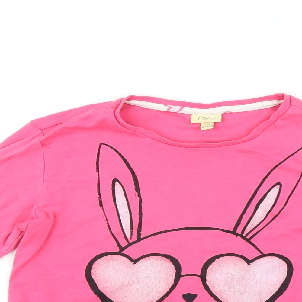OVS Girls Pink   Basic T-Shirt Size 9-10 Years  - rabbit