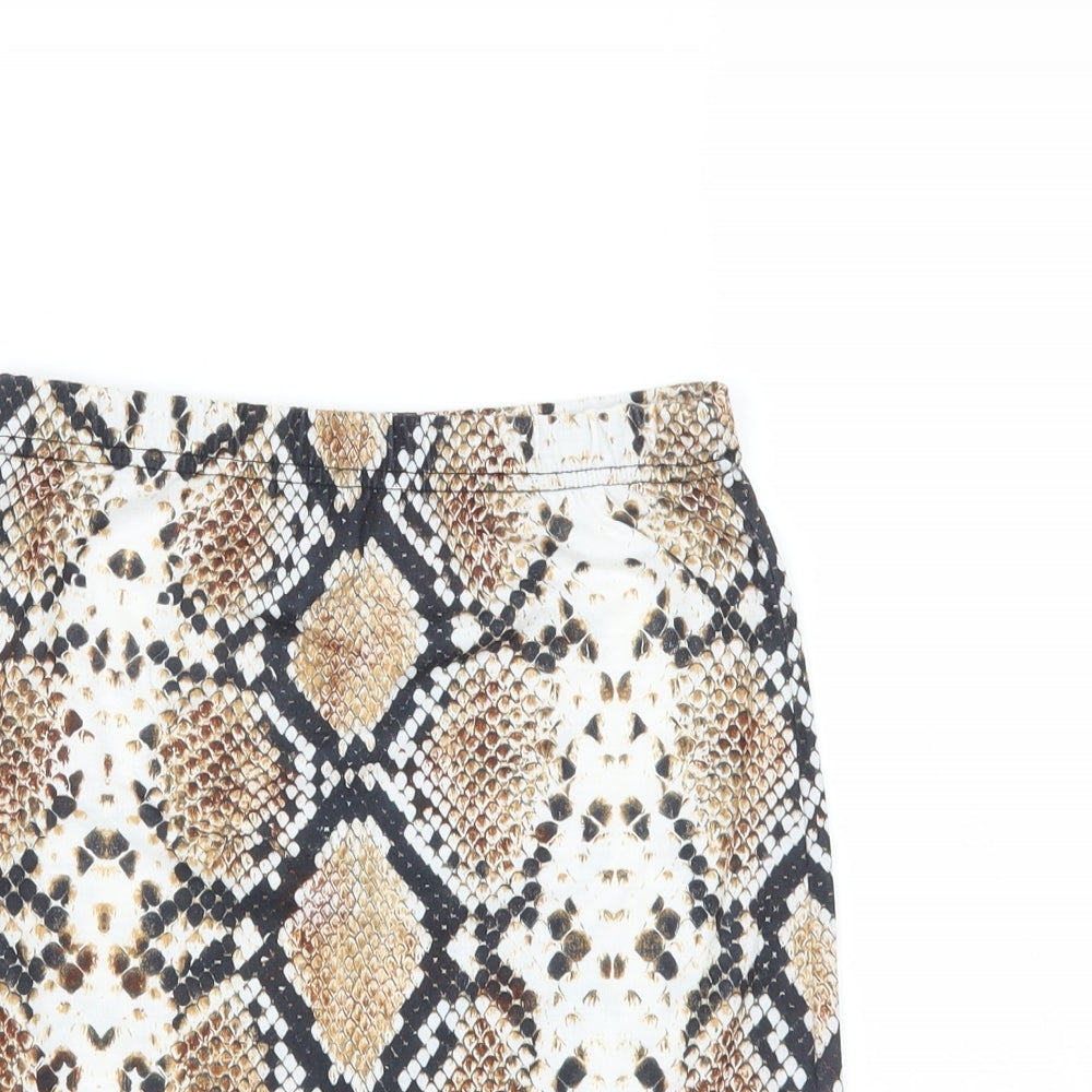 PRETTYLITTLETHING Womens Brown Animal Print  Mini Skirt Size 8