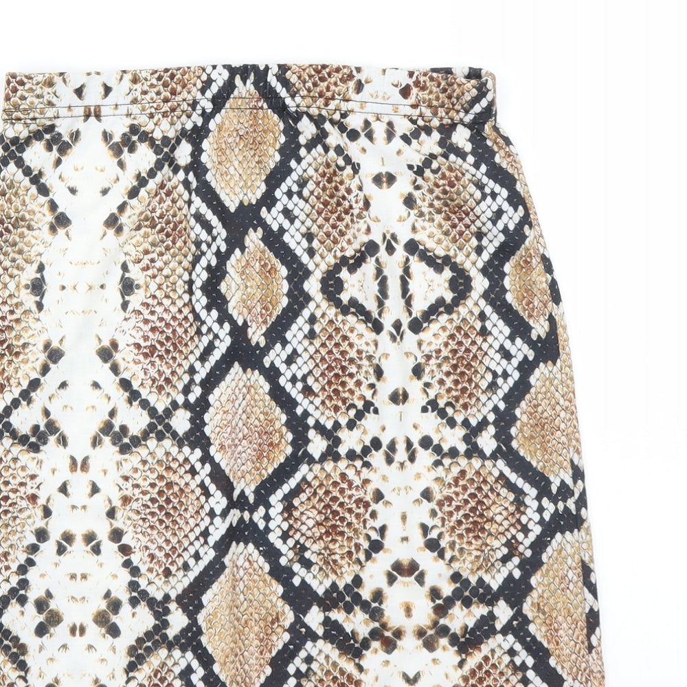 PRETTYLITTLETHING Womens Brown Animal Print  Mini Skirt Size 8