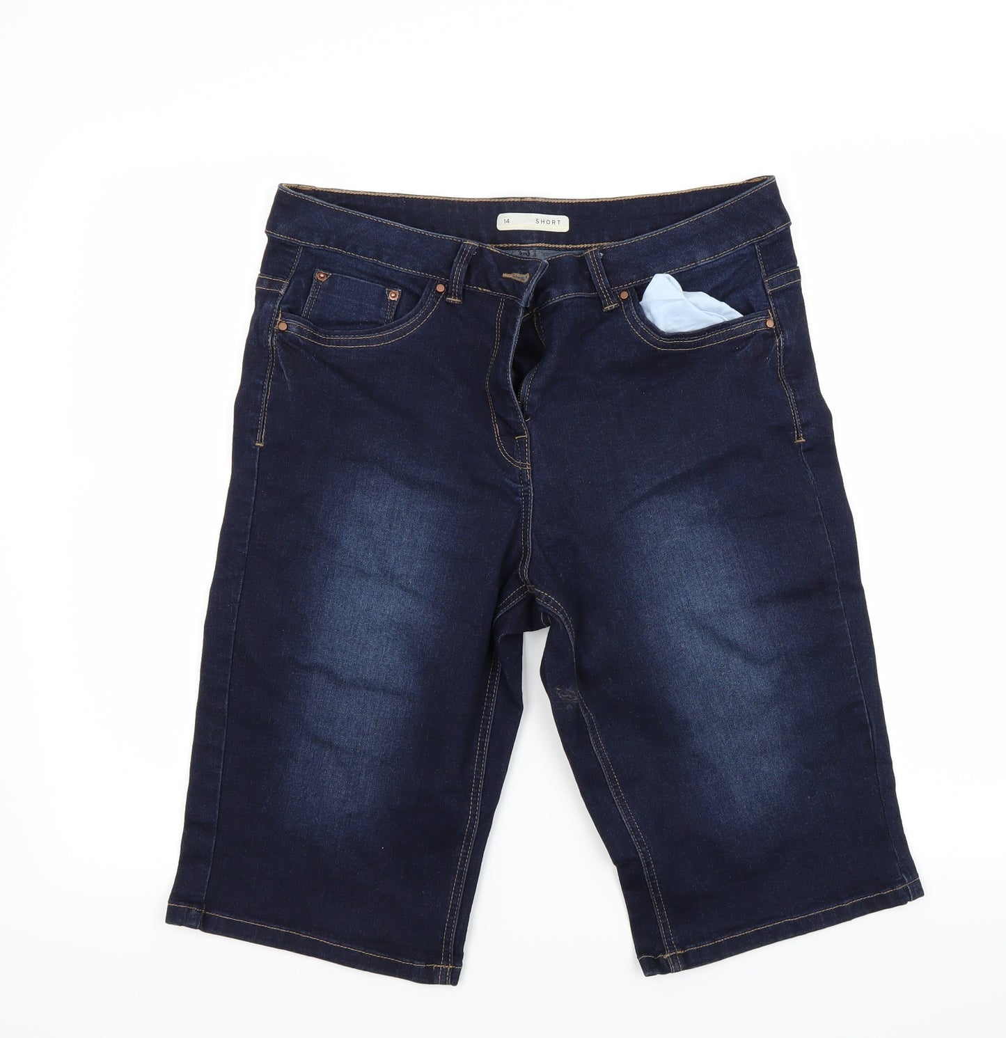 Nutmeg Womens Blue  Denim Chino Shorts Size 14