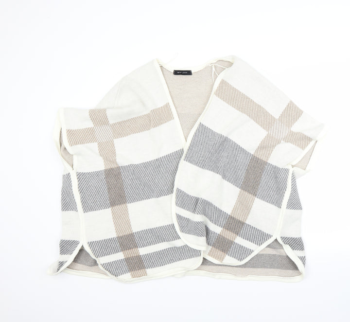 New Look Womens White Check  Wrap Jumper One Size