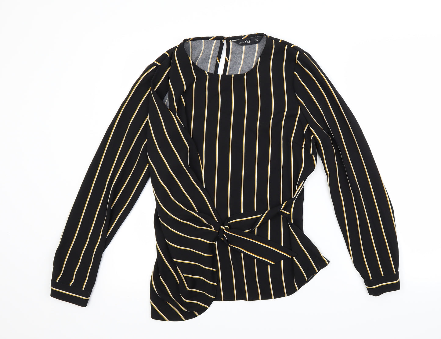 F&F Womens Black Striped  Basic Blouse Size 10