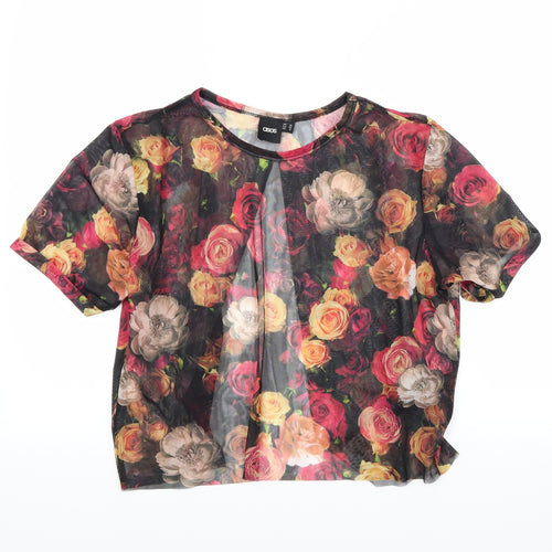 ASOS Womens Black Floral  Basic Blouse Size 10