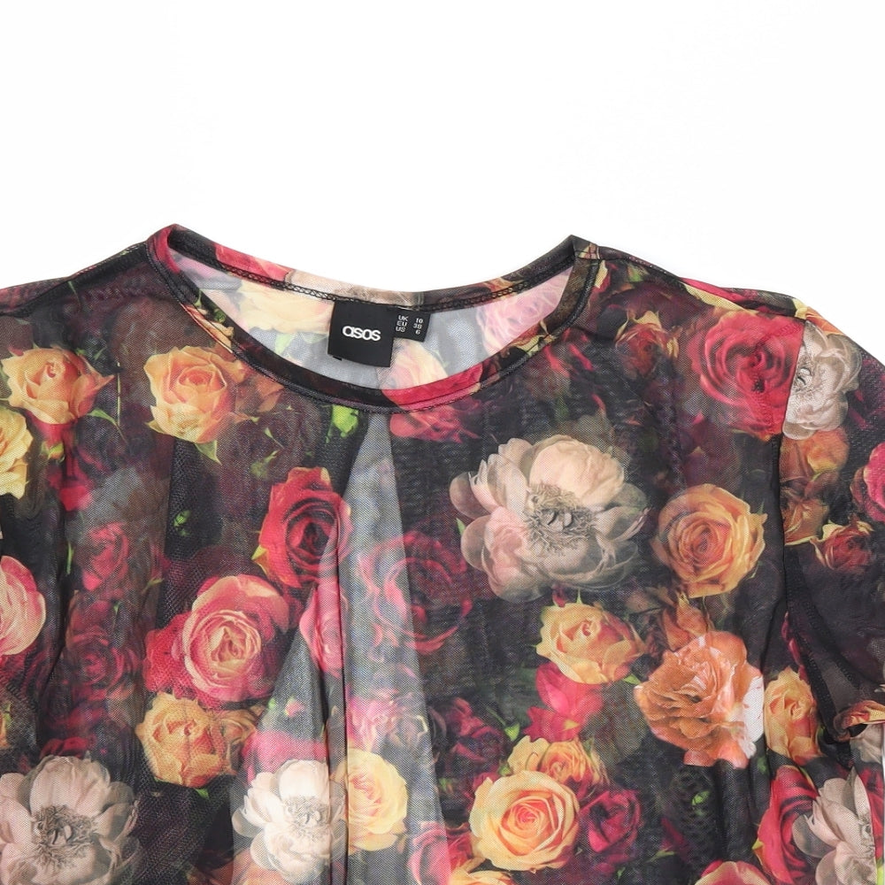 ASOS Womens Black Floral  Basic Blouse Size 10