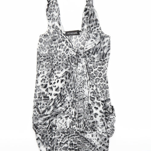 headgirl Womens Grey Animal Print  Basic Blouse Size S