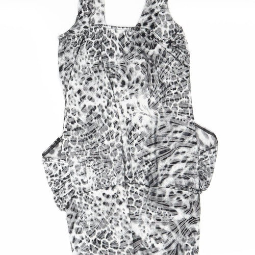 headgirl Womens Grey Animal Print  Basic Blouse Size S