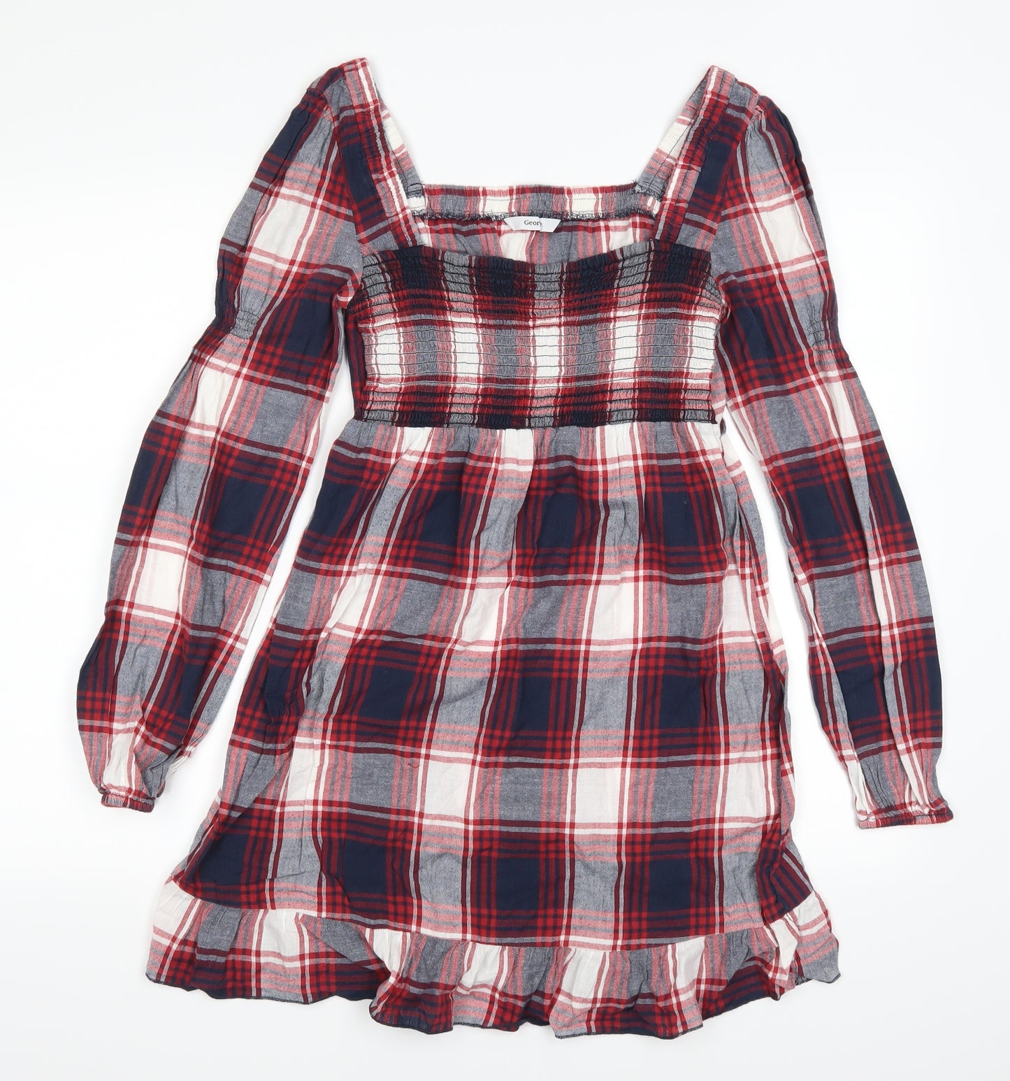 George Womens Red Check  Mini  Size 10