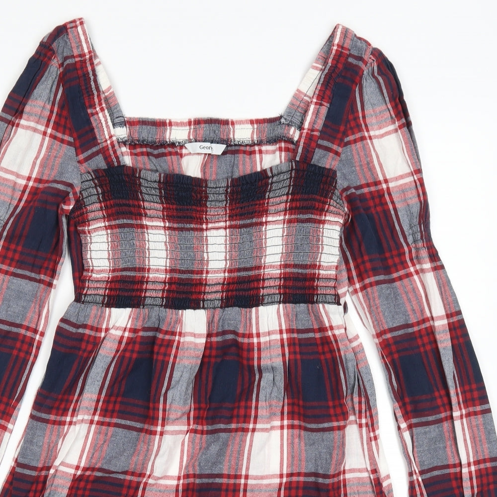 George Womens Red Check  Mini  Size 10