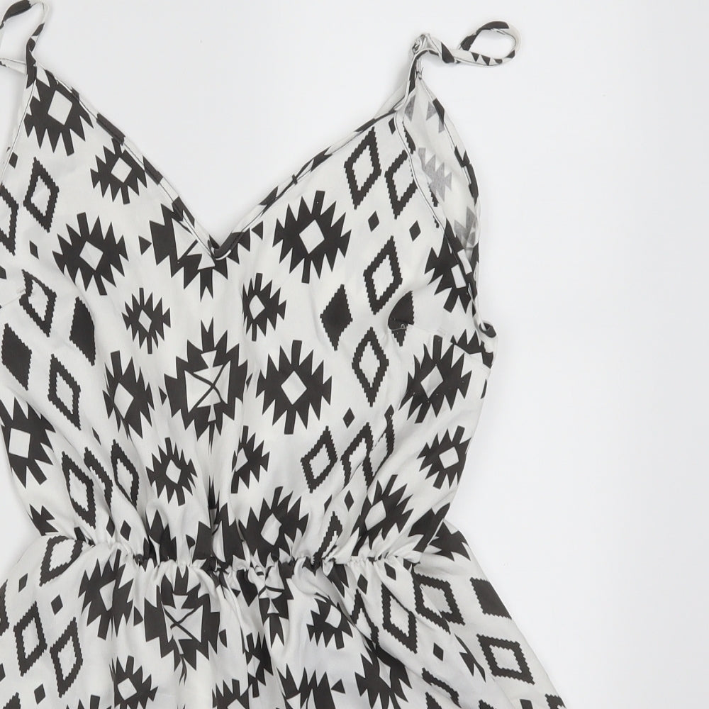 Preworn Womens White Geometric  Playsuit One-Piece Size XL