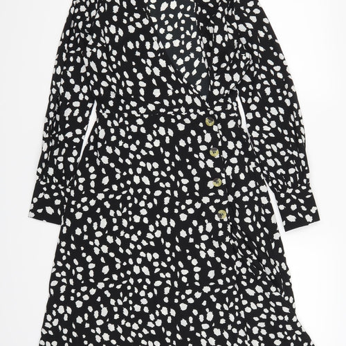 Boohoo Womens Black Polka Dot  A-Line  Size 4