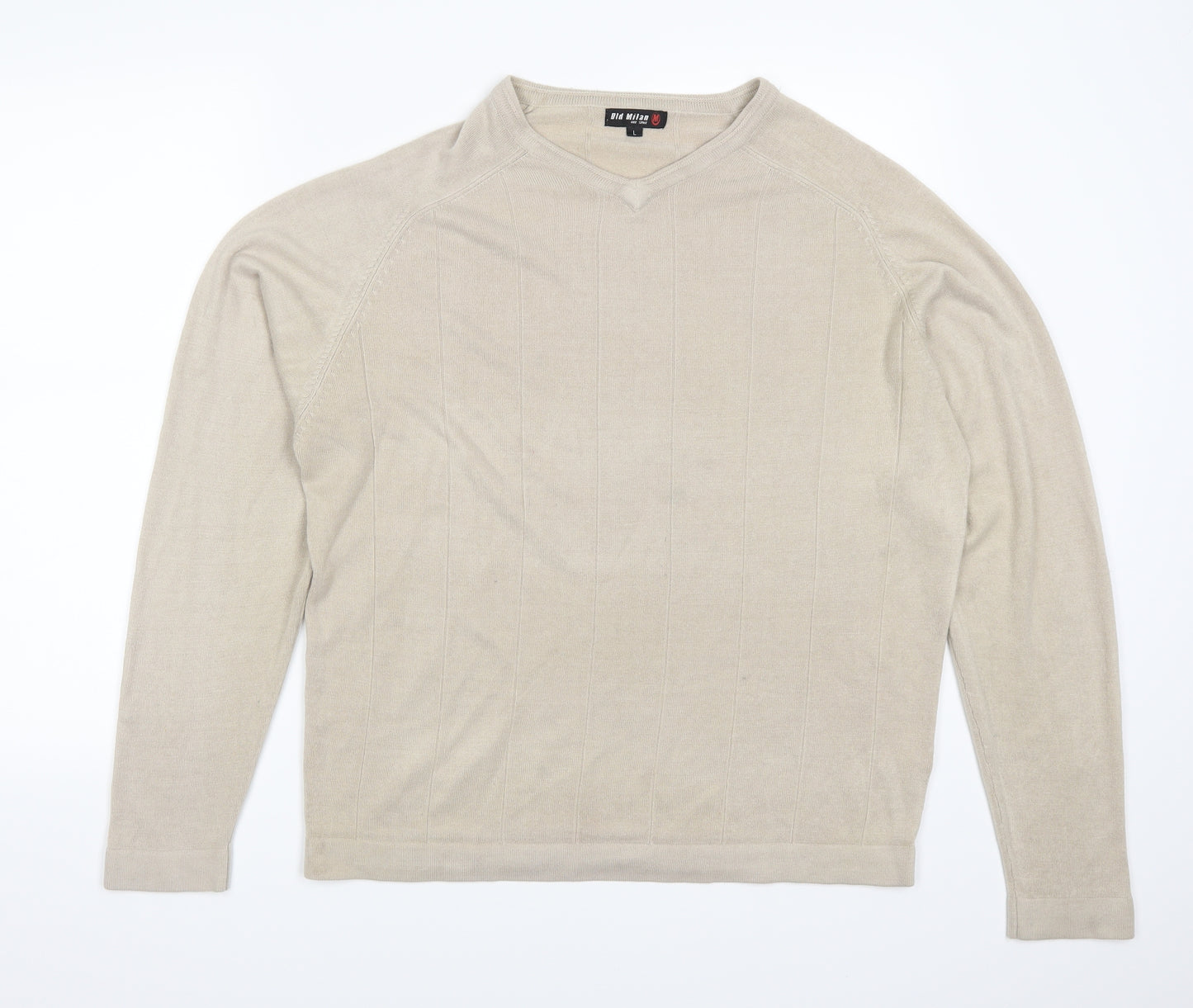Old Milan Mens Beige   Pullover Jumper Size L