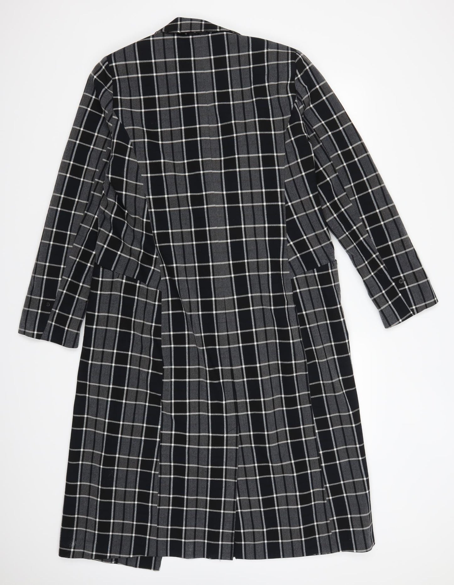 Slected Womens Grey Check  Overcoat Coat Size 14