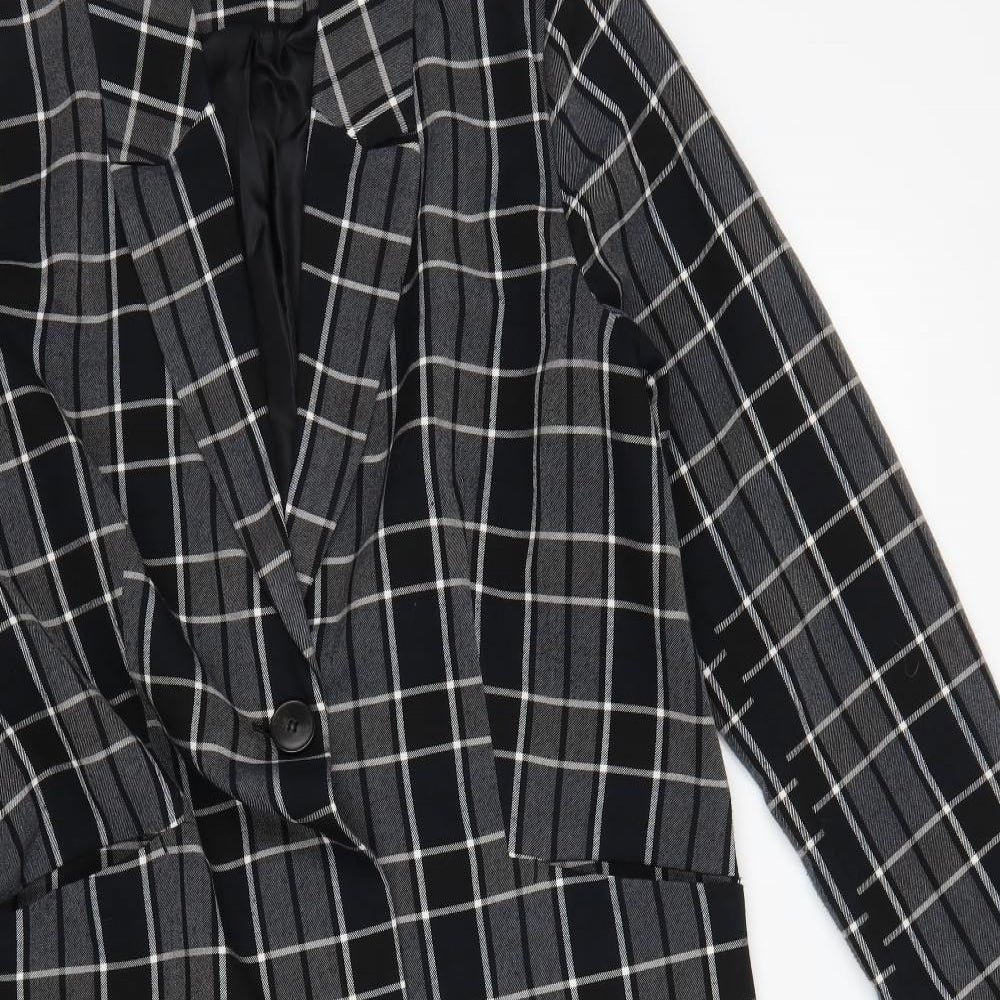 Slected Womens Grey Check  Overcoat Coat Size 14