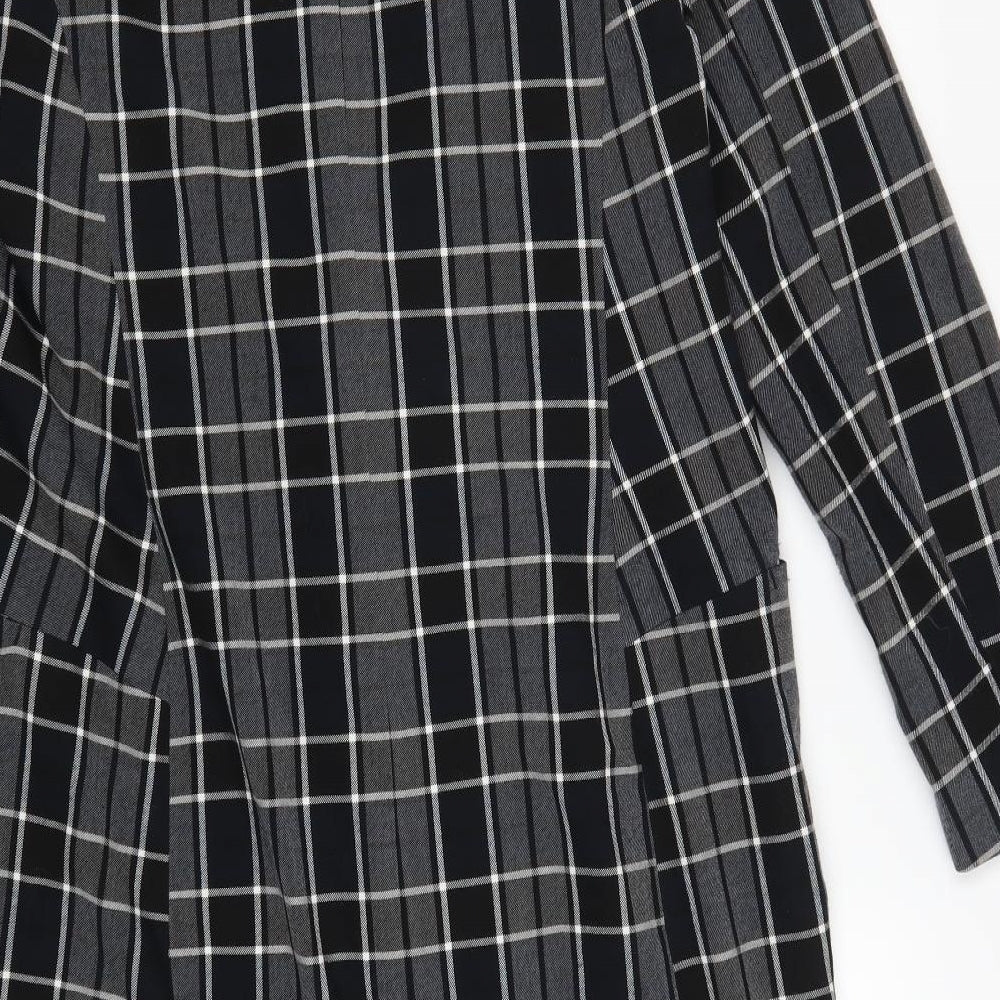 Slected Womens Grey Check  Overcoat Coat Size 14