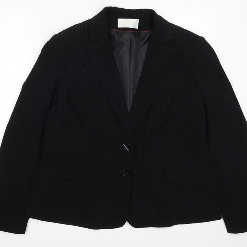 AMARANTO Womens Black Striped  Jacket Suit Jacket Size 18