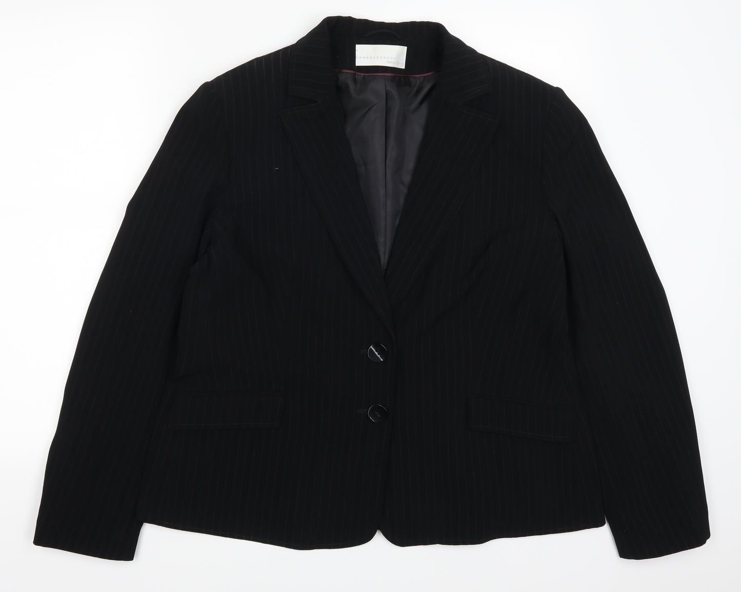 AMARANTO Womens Black Striped  Jacket Suit Jacket Size 18