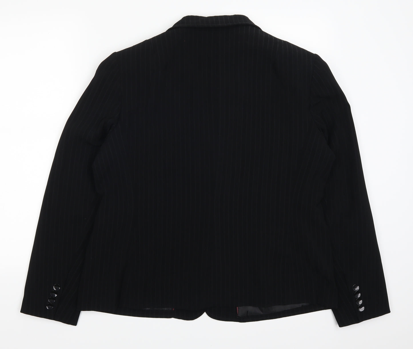 AMARANTO Womens Black Striped  Jacket Suit Jacket Size 18