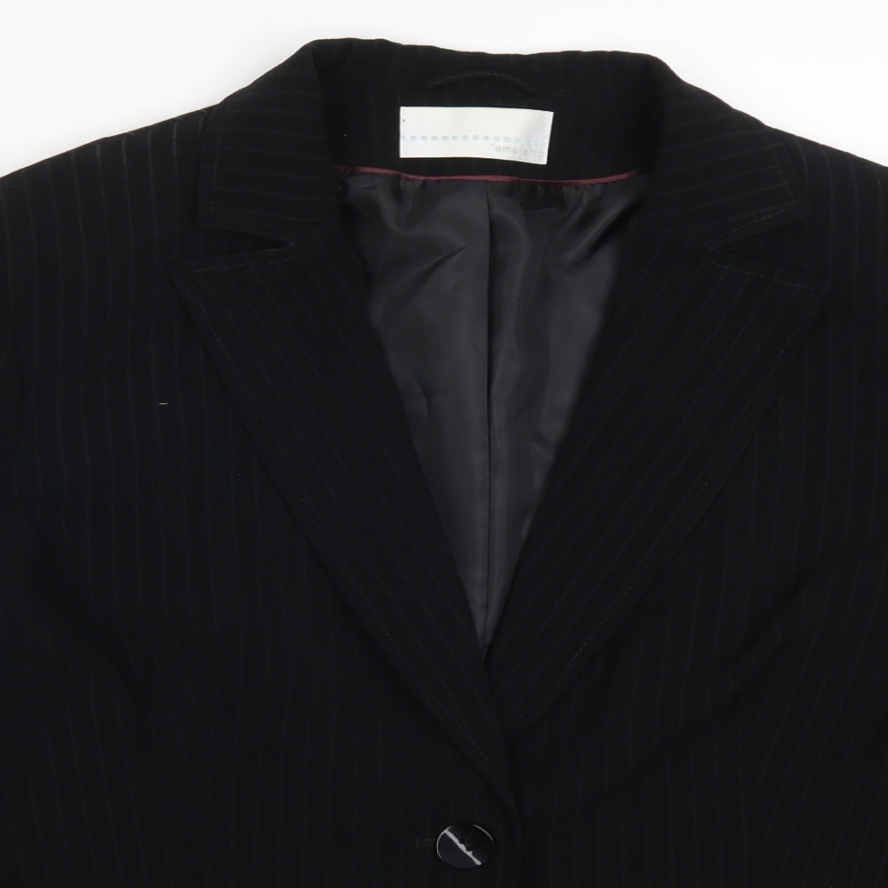 AMARANTO Womens Black Striped  Jacket Suit Jacket Size 18
