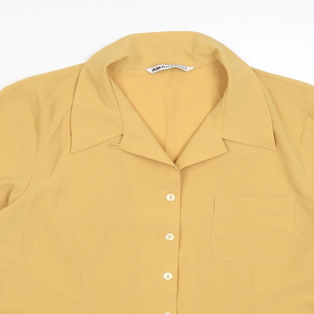 AMARANTO Womens Yellow   Basic Button-Up Size 18