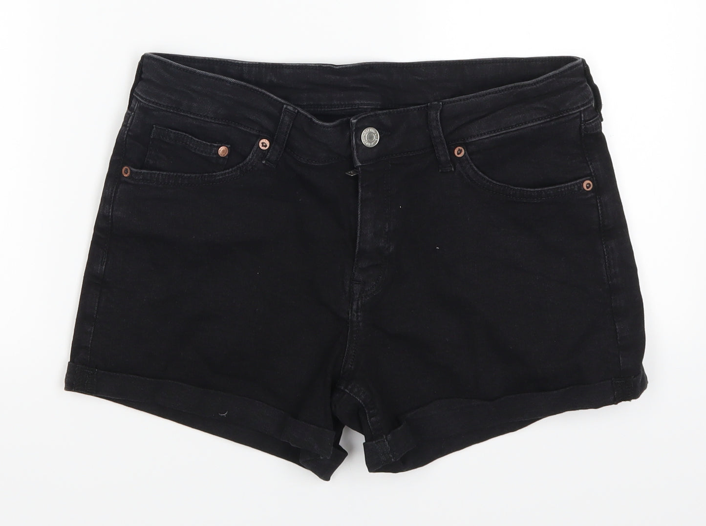 H&M Womens Black  Denim Hot Pants Shorts Size 10