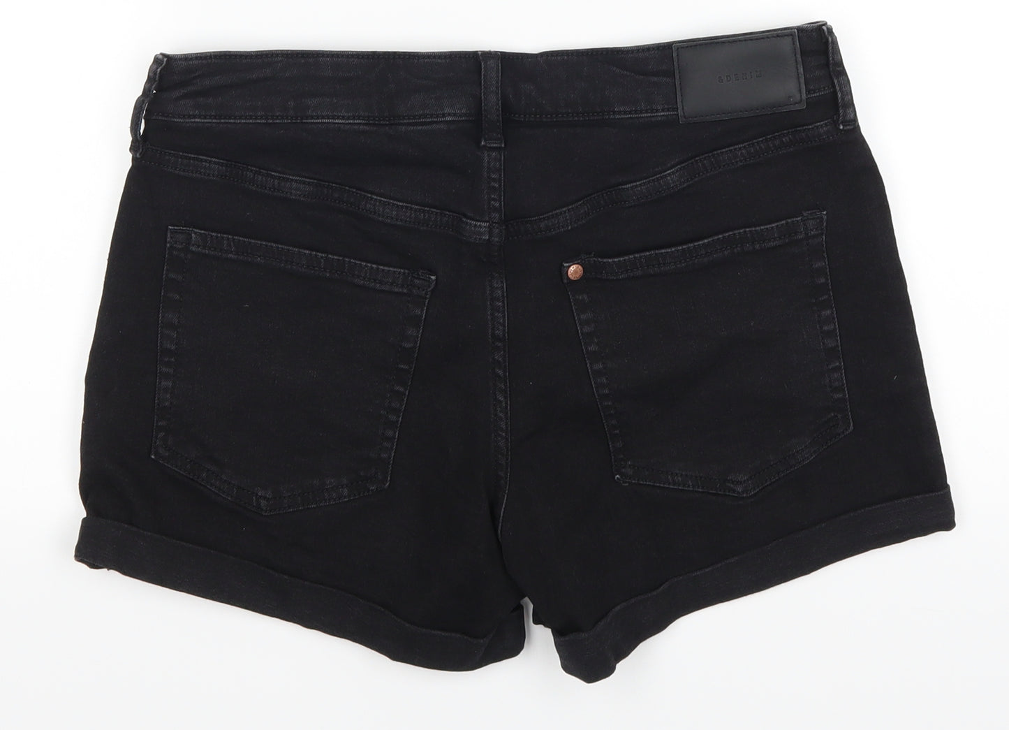 H&M Womens Black  Denim Hot Pants Shorts Size 10