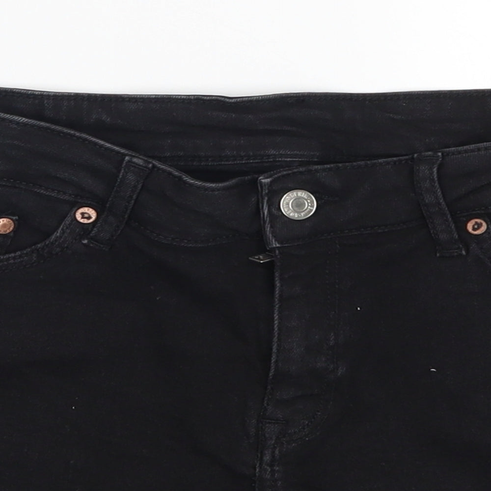H&M Womens Black  Denim Hot Pants Shorts Size 10