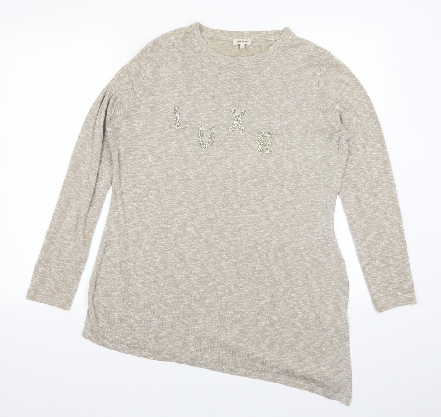 River Island Womens Beige   Basic T-Shirt Size 12  - Luxe