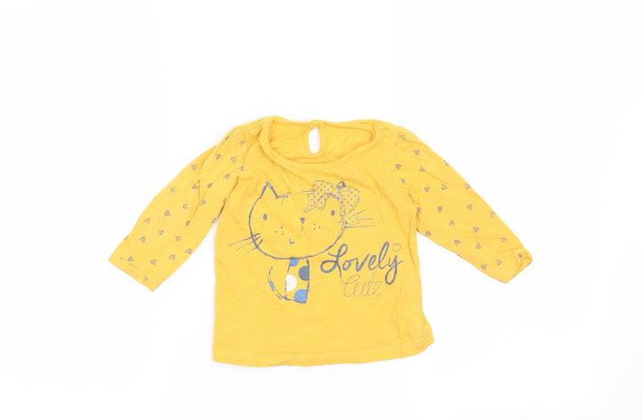 Matalan Girls Yellow   Basic T-Shirt Size 9-12 Months  - Lovely Cute