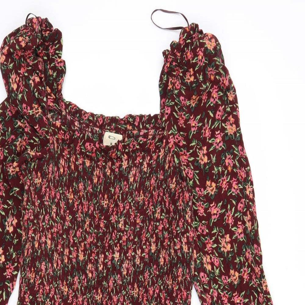 Pins and Needles Womens Red Floral  Fit & Flare  Size M