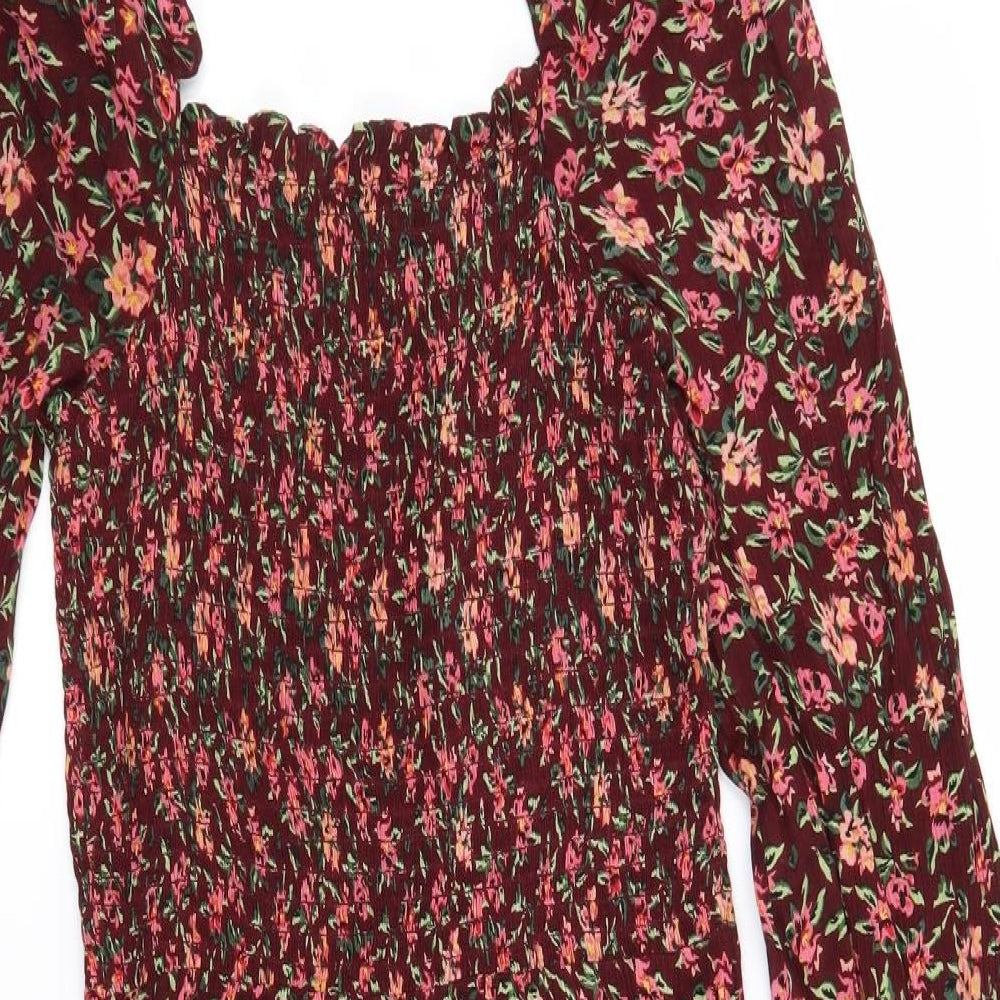 Pins and Needles Womens Red Floral  Fit & Flare  Size M