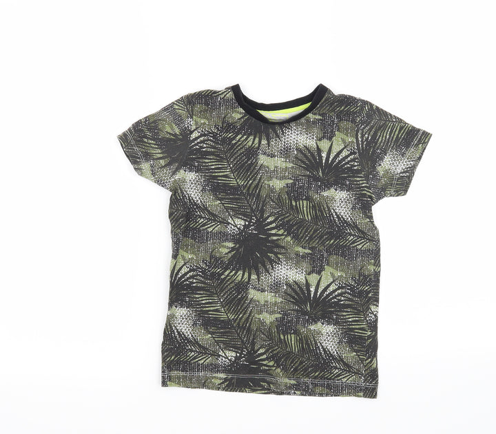 Matalan Boys Green Basic T-Shirt Size 6 Years - Leaf Print
