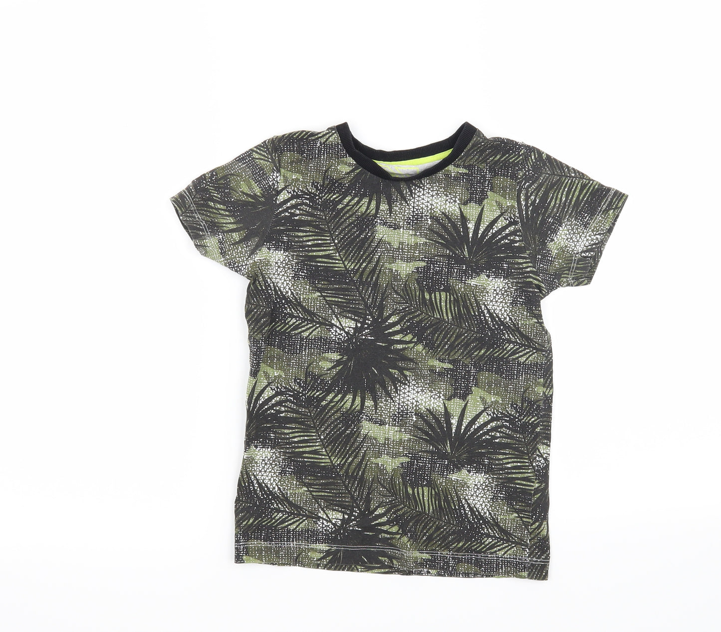 Matalan Boys Green   Basic T-Shirt Size 6 Years  - Leaf Print