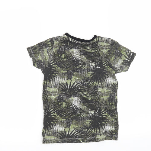 Matalan Boys Green   Basic T-Shirt Size 6 Years  - Leaf Print