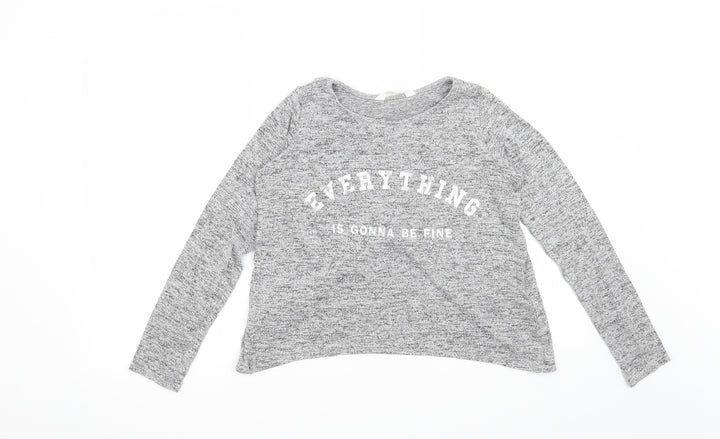 H&M Girls Grey Pullover Sweatshirt Size 11-12 Years - Everything is going to be fine