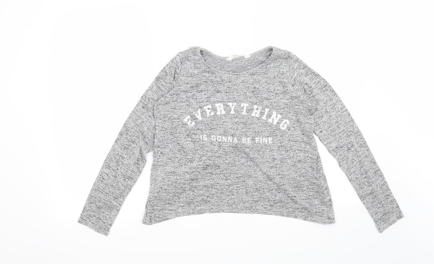 H&M Girls Grey   Pullover Sweatshirt Size 11-12 Years  - Everything is going to be fine