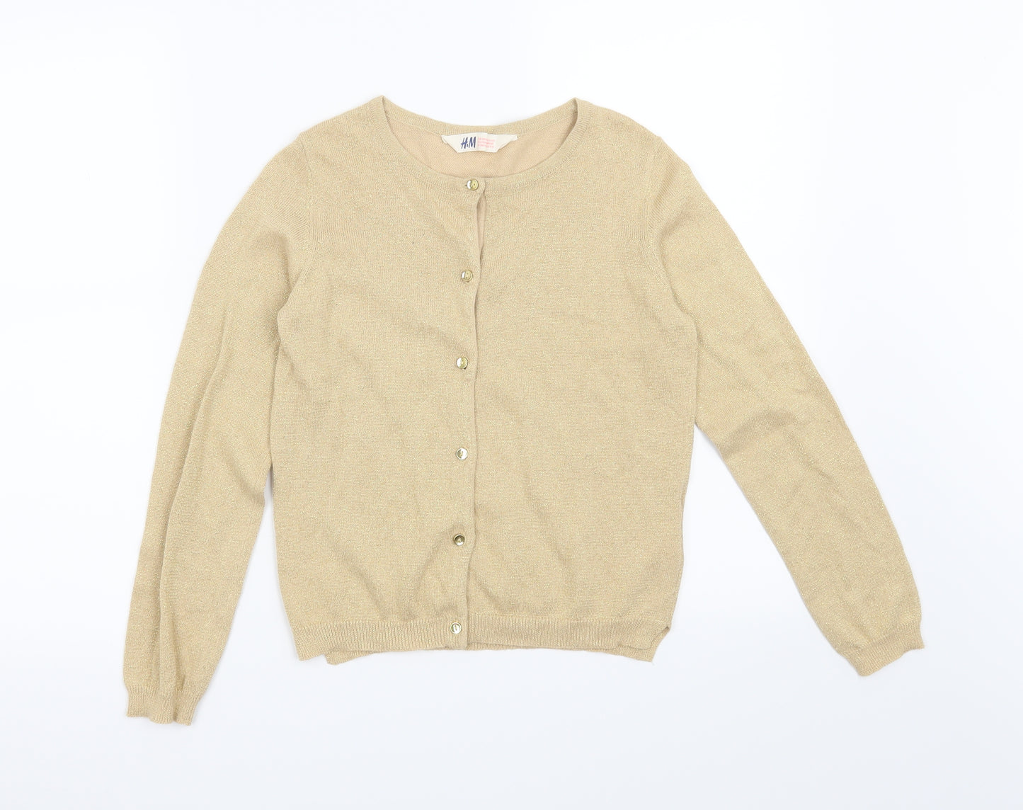 H&M Girls Gold   Cardigan Jumper Size 9-10 Years