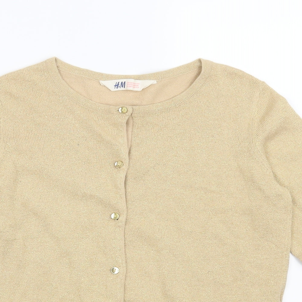 H&M Girls Gold   Cardigan Jumper Size 9-10 Years