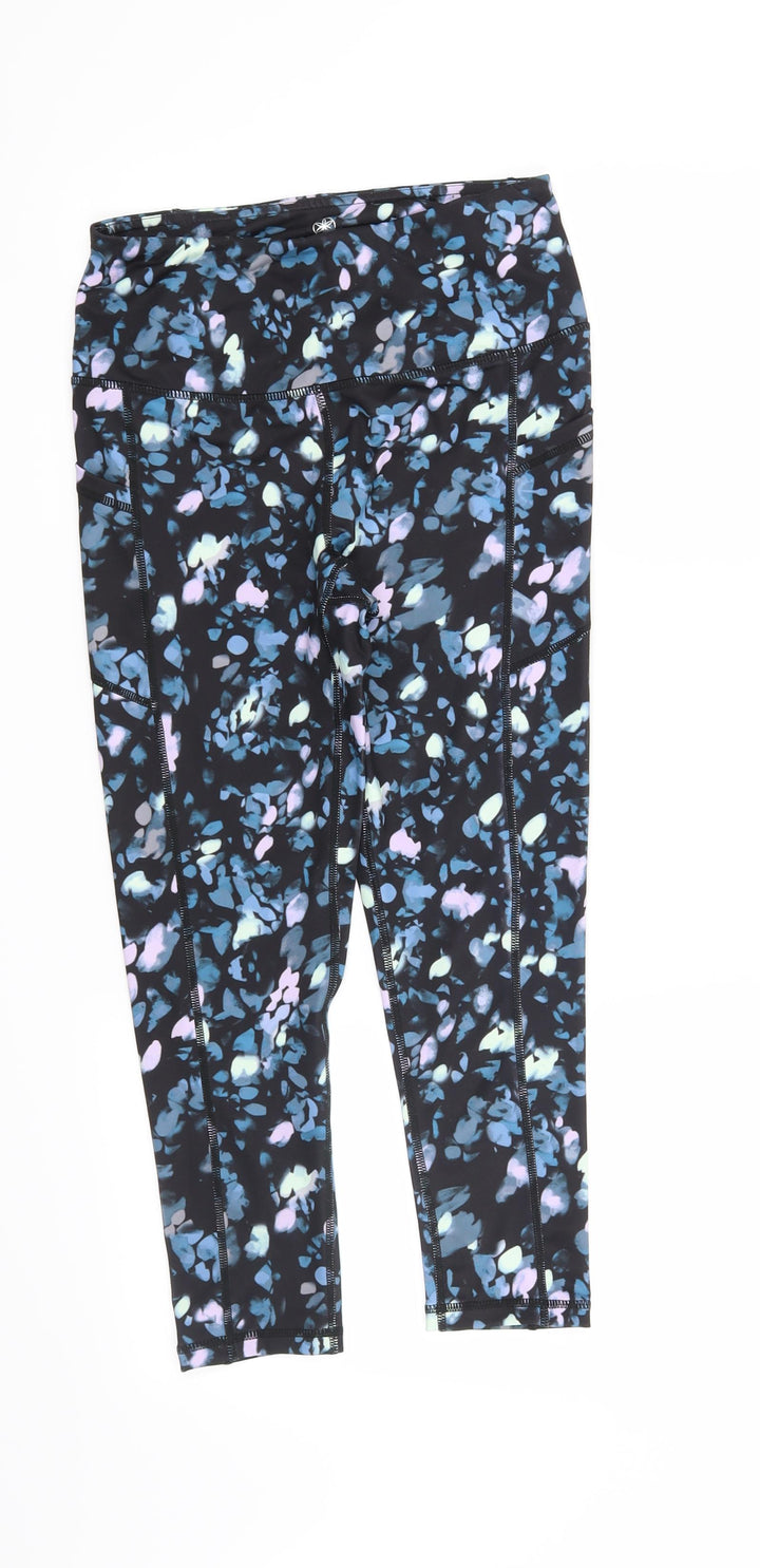 Gaiam Womens Black Geometric Capri Leggings Size S L22 in