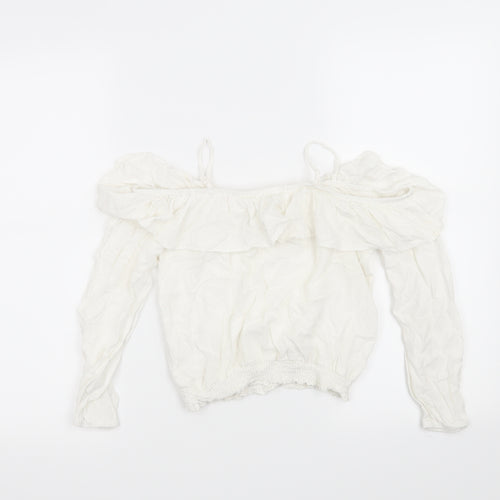 H&M Girls White   Basic Blouse Size 10 Years