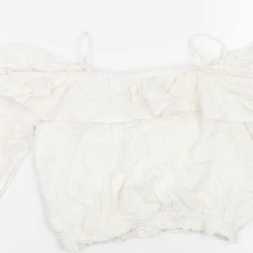 H&M Girls White   Basic Blouse Size 10 Years