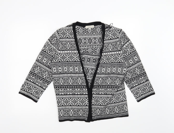 F&F Womens Black Geometric Cardigan Jumper Size 14