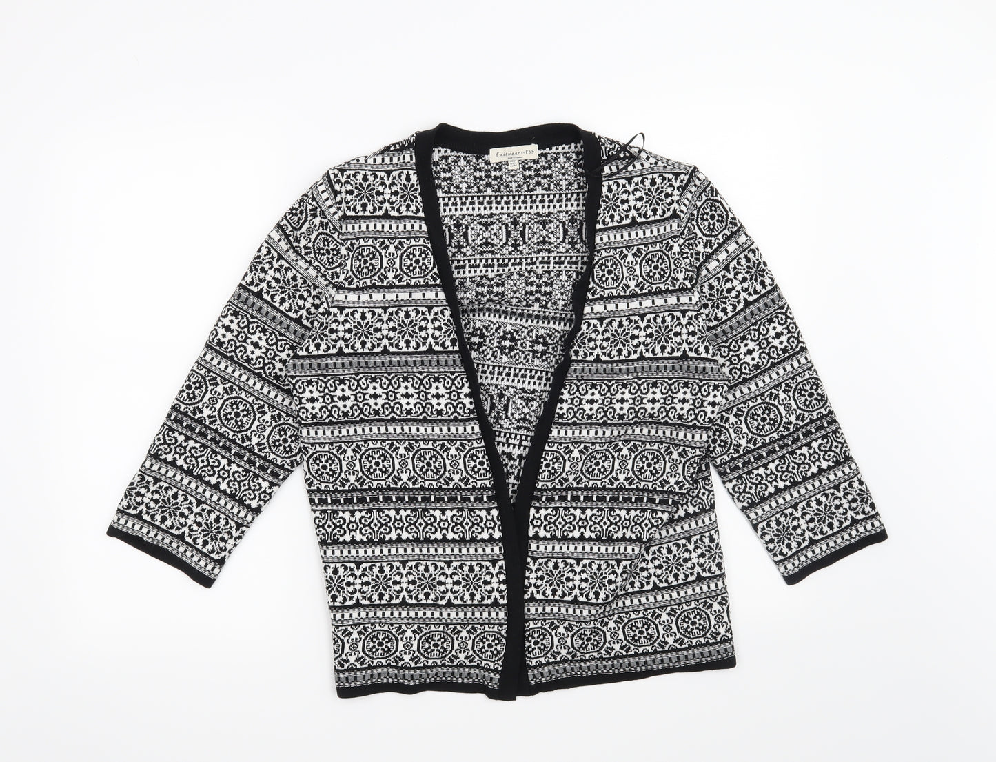 F&F Womens Black Geometric  Cardigan Jumper Size 14
