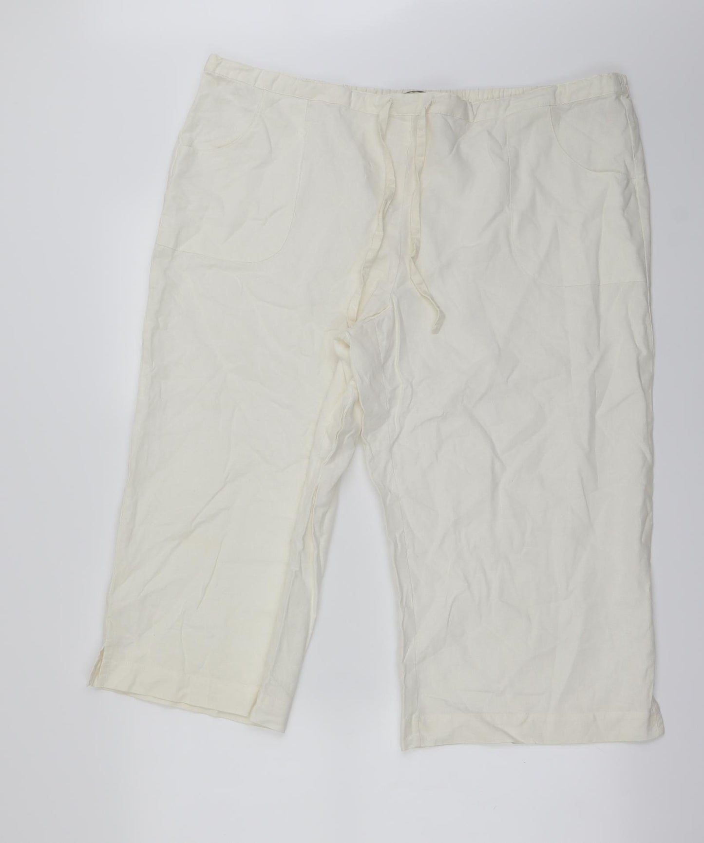 Preworn Womens Ivory   Cropped Trousers Size 34 in L20 in