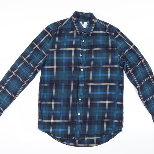 Topman Mens Blue Check   Button-Up Size S