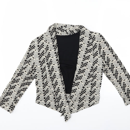 Preworn Womens Beige Geometric  Jacket Blazer Size 10