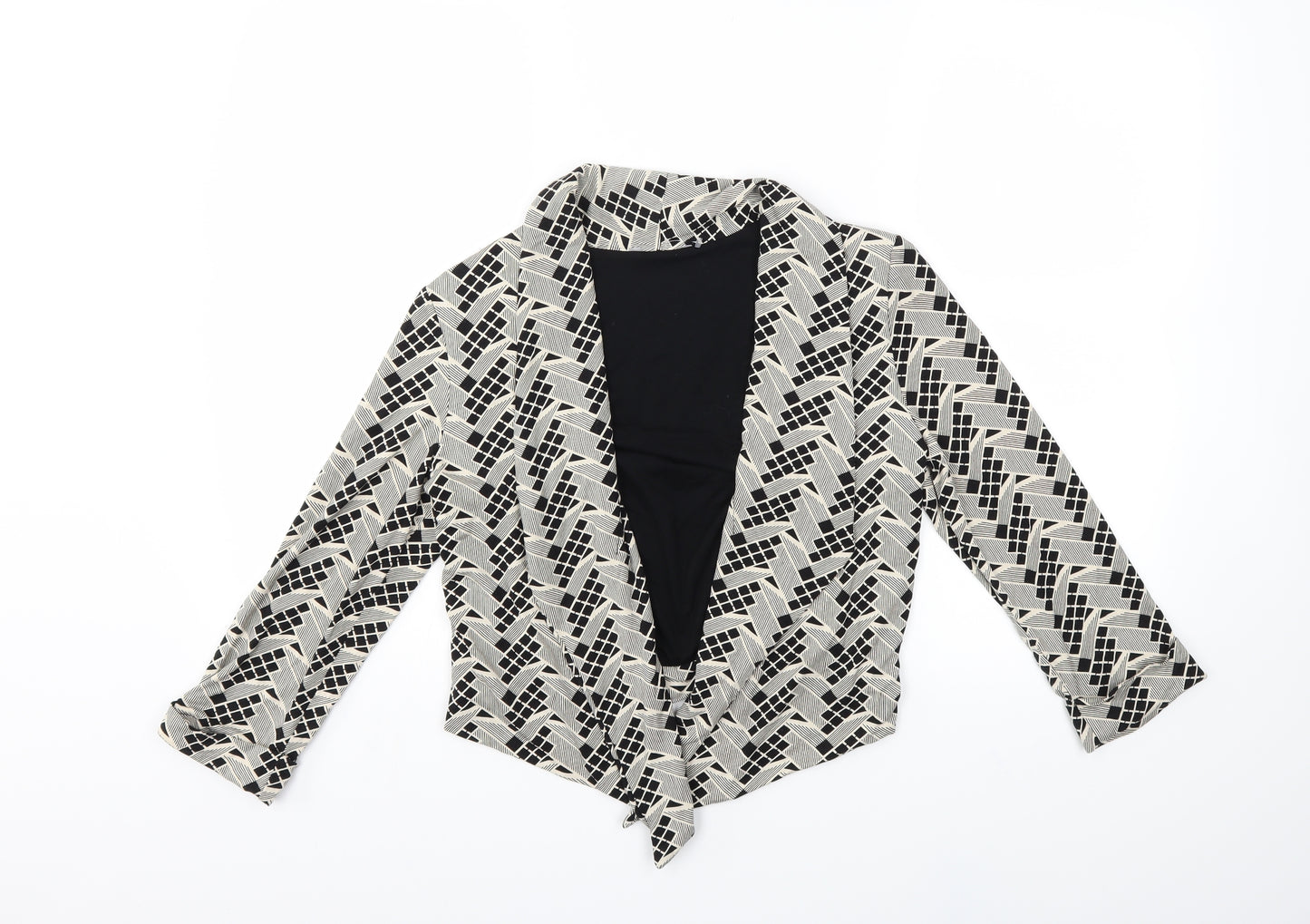 Preworn Womens Beige Geometric  Jacket Blazer Size 10
