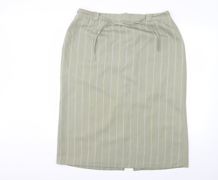 Bonmarché Womens Green Striped Straight & Pencil Skirt Size 24