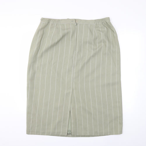 Bonmarché Womens Green Striped  Straight & Pencil Skirt Size 24