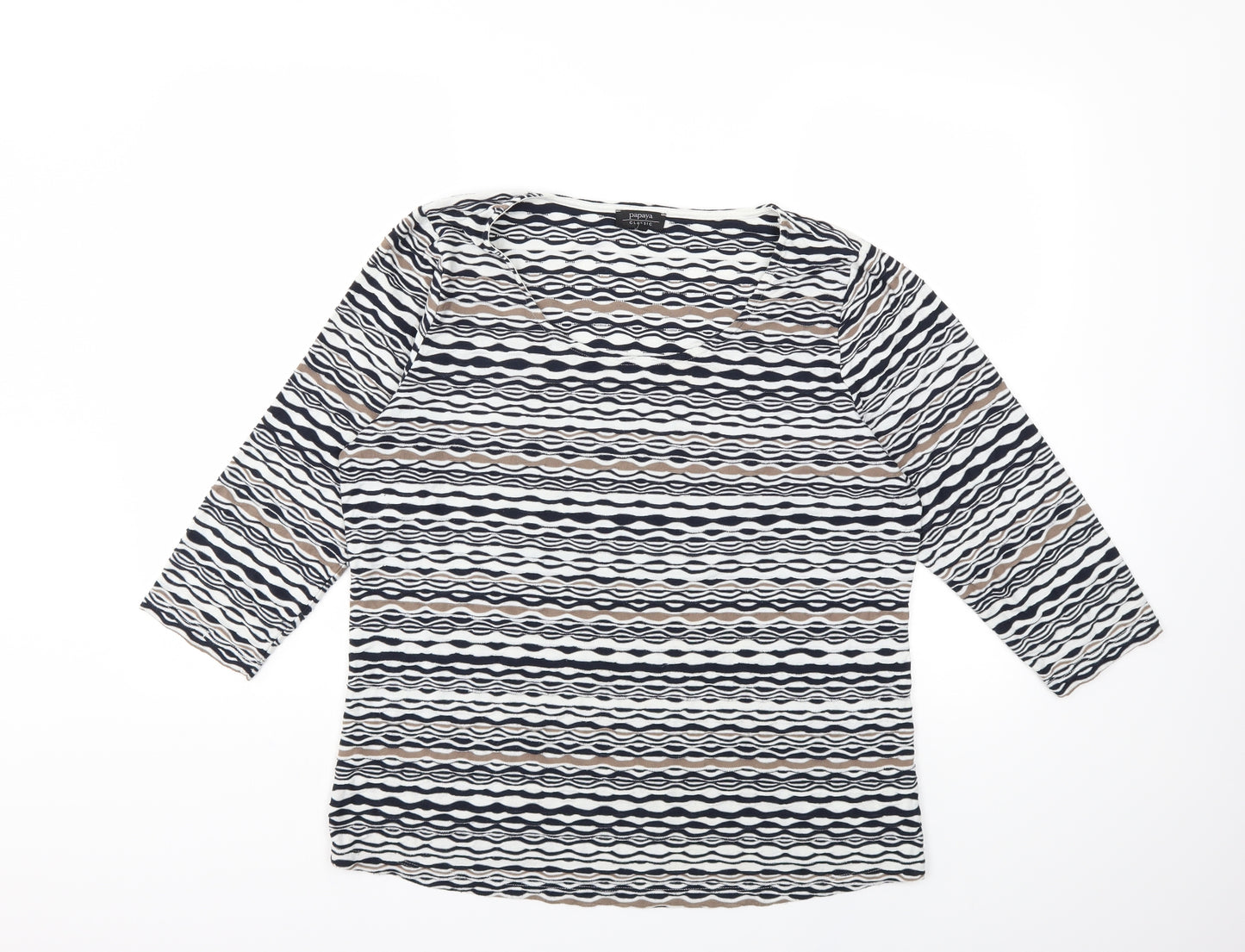 Papaya Womens Blue Striped  Basic T-Shirt Size 18