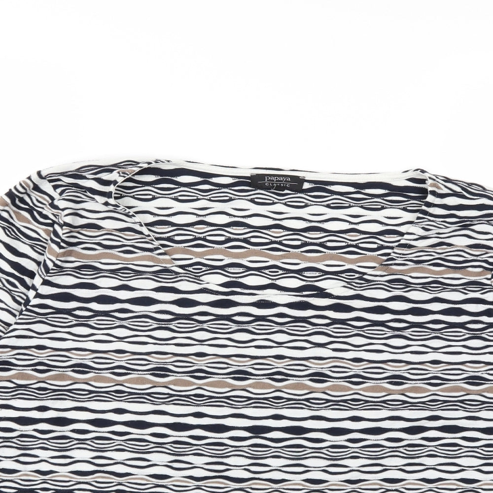 Papaya Womens Blue Striped  Basic T-Shirt Size 18